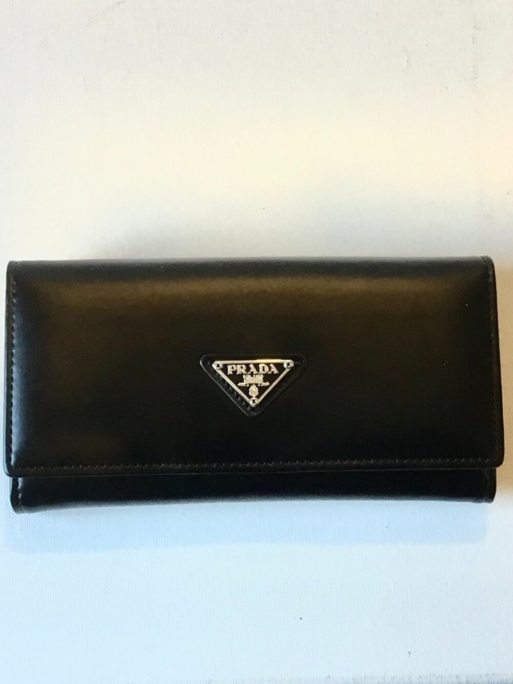PRADA MILANO LONG BLACK LEATHER WALLET